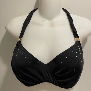 Victoria Secret’s Size 34D Black Push Up Bra Style Bikini Top with Rhinestones
